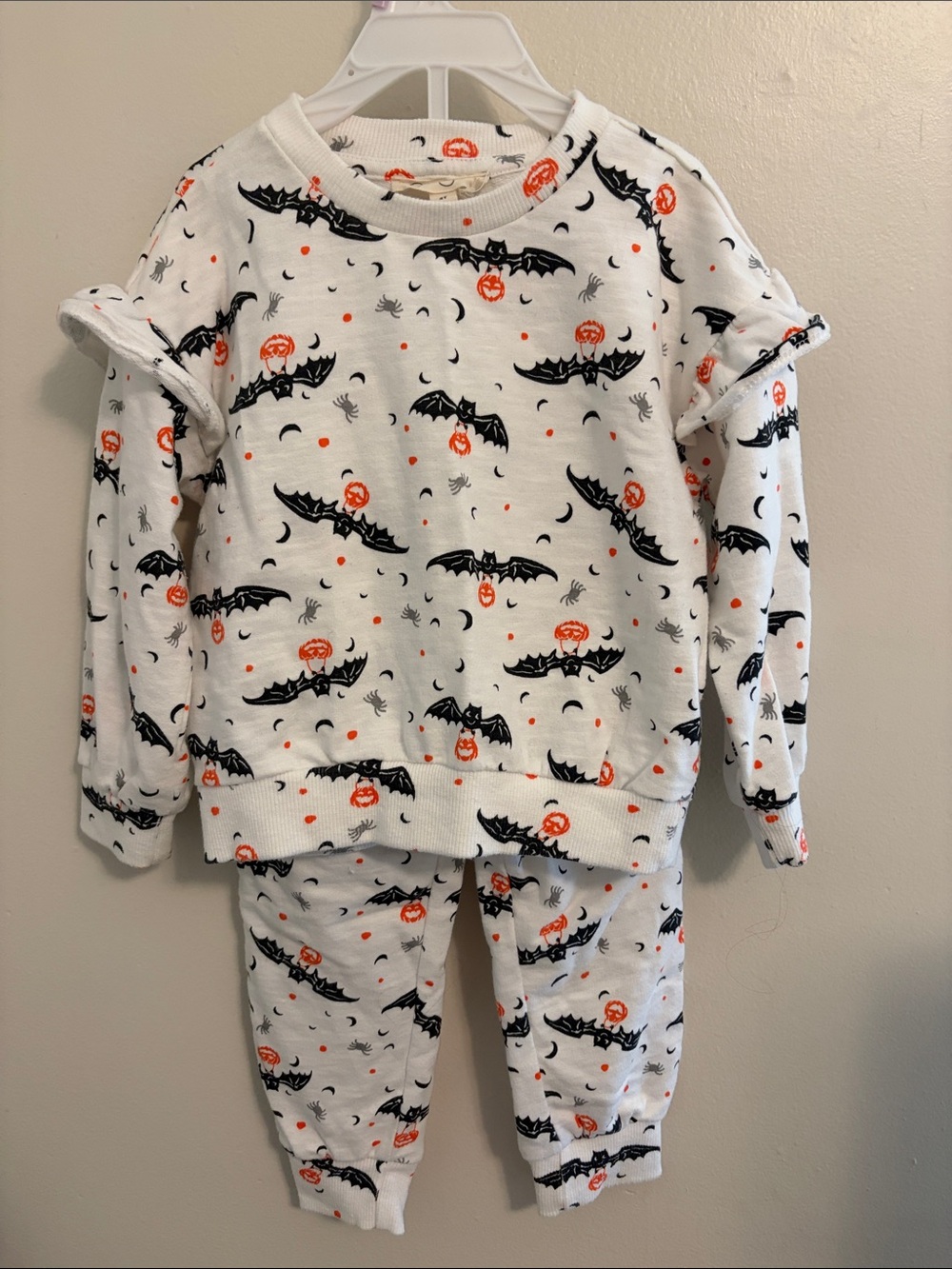Jessica Simpson White Halloween Bat and Pumpkin Print Top 2T